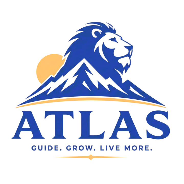 Atlas lion and mountain logo